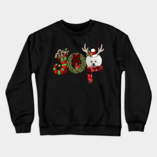 Christmas Joy Dwarf Stocking Reindeer Bichon Frise Crewneck Sweatshirt